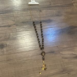 Chic Gold and Brown Beaded Necklace